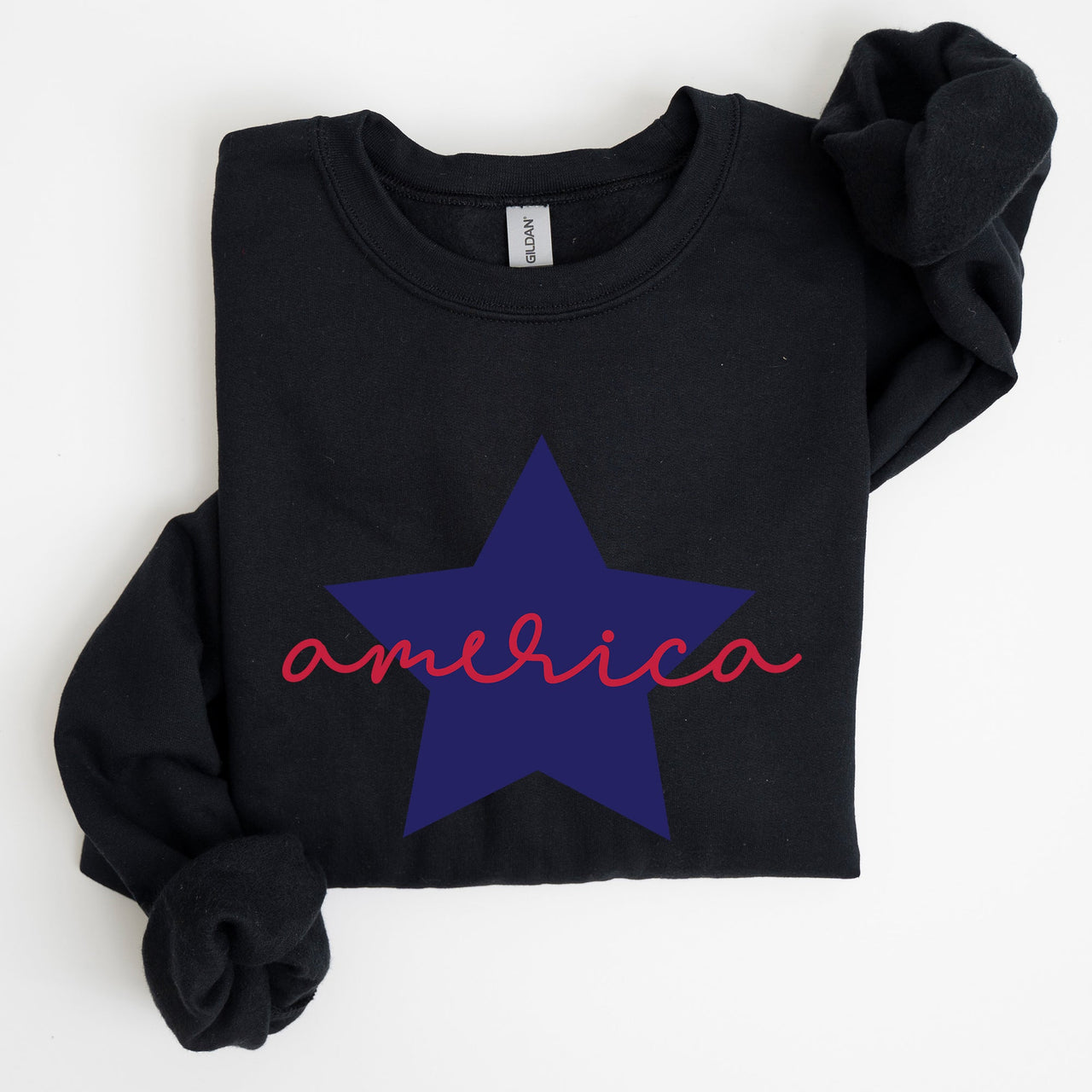 Retro America Star Emblem Inspired By The American Flag Red White Blue Fourth Of July Heritage And Freedom Sweatshirt