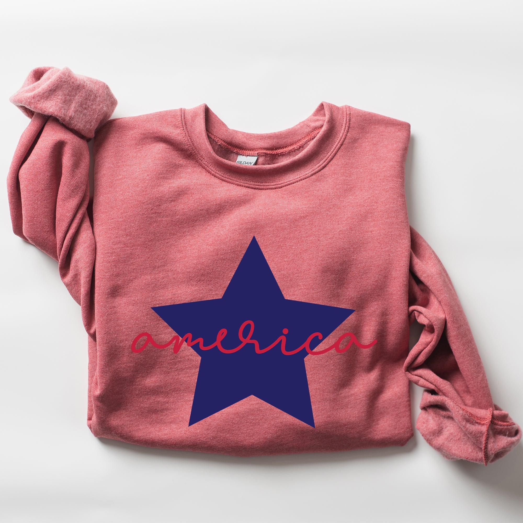 Retro America Star Emblem Inspired By The American Flag Red White Blue Fourth Of July Heritage And Freedom Sweatshirt