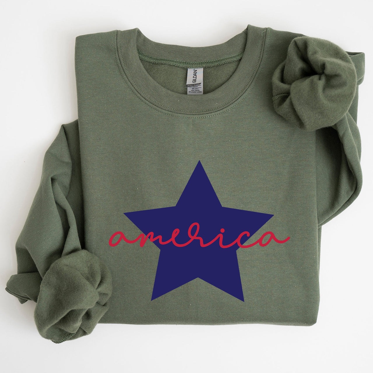 Retro America Star Emblem Inspired By The American Flag Red White Blue Fourth Of July Heritage And Freedom Sweatshirt