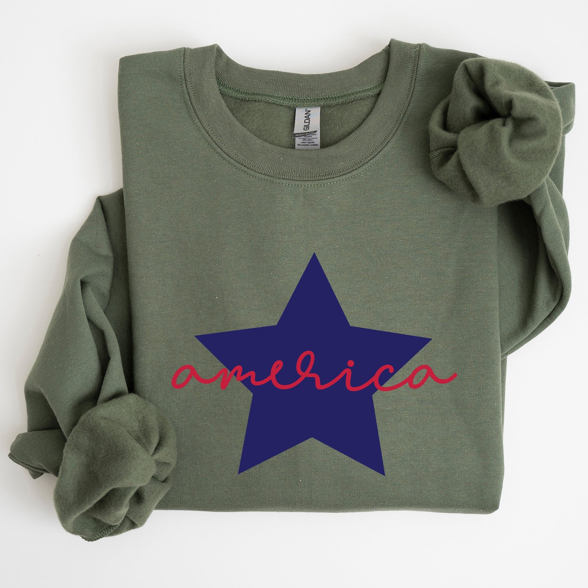 Retro America Star Emblem Inspired By The American Flag Red White Blue Fourth Of July Heritage And Freedom Sweatshirt