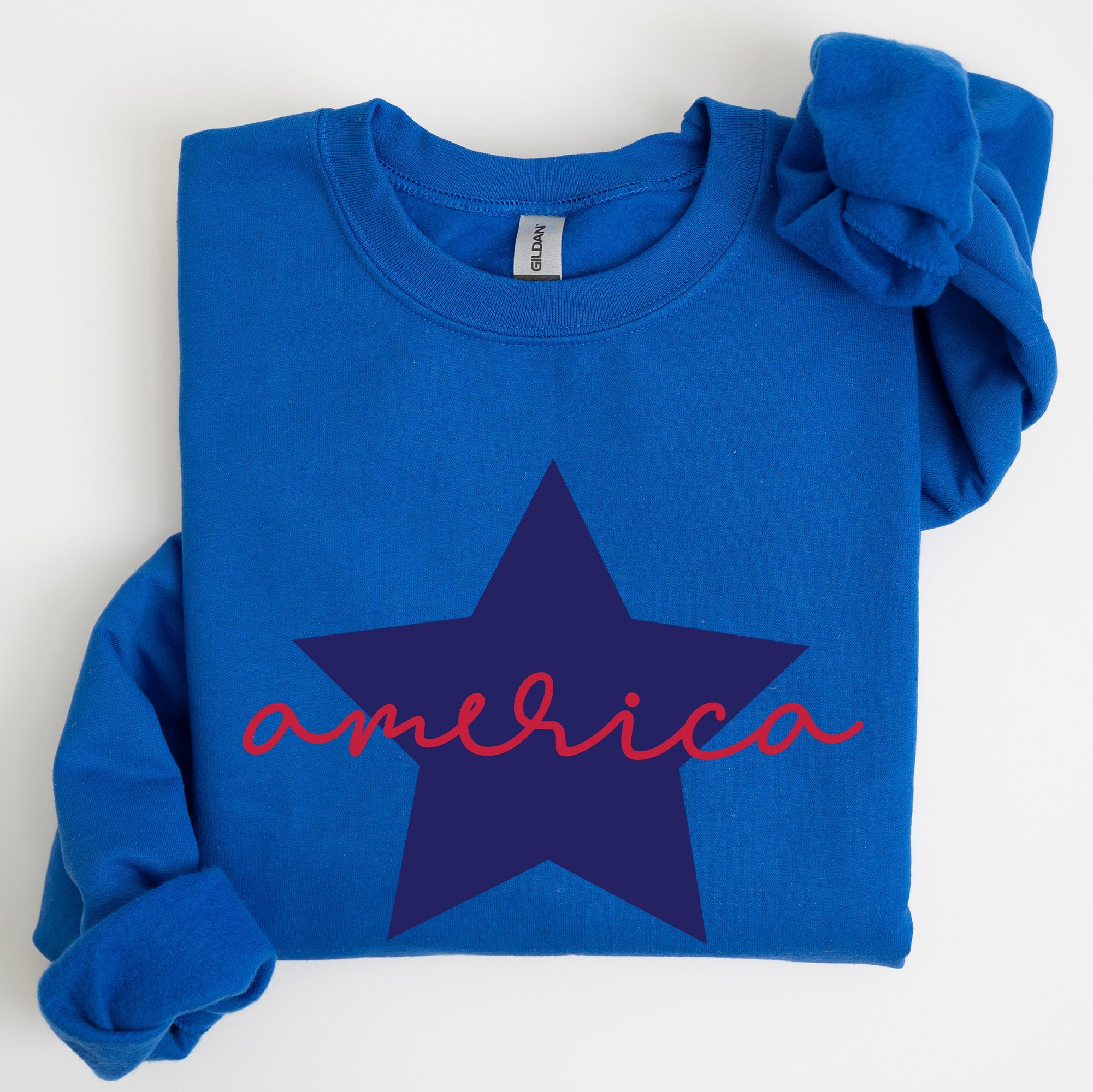 Retro America Star Emblem Inspired By The American Flag Red White Blue Fourth Of July Heritage And Freedom Sweatshirt