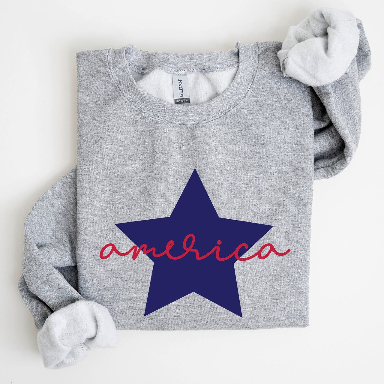 Retro America Star Emblem Inspired By The American Flag Red White Blue Fourth Of July Heritage And Freedom Sweatshirt