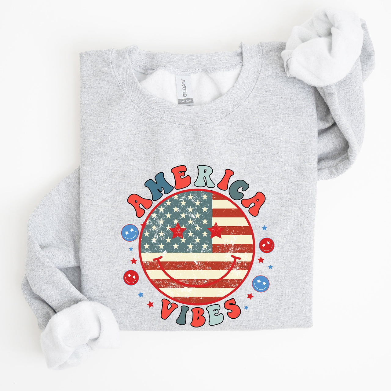 Retro America Vibes Patriotic 4th of July USA Flag Freedom Celebration Classic Sweatshirt