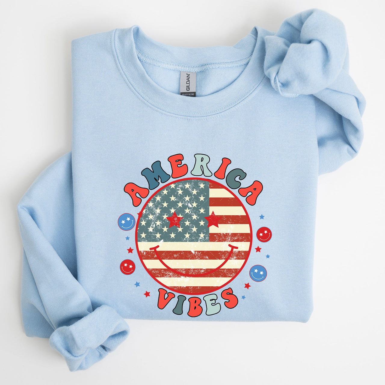 Retro America Vibes Patriotic 4th of July USA Flag Freedom Celebration Classic Sweatshirt