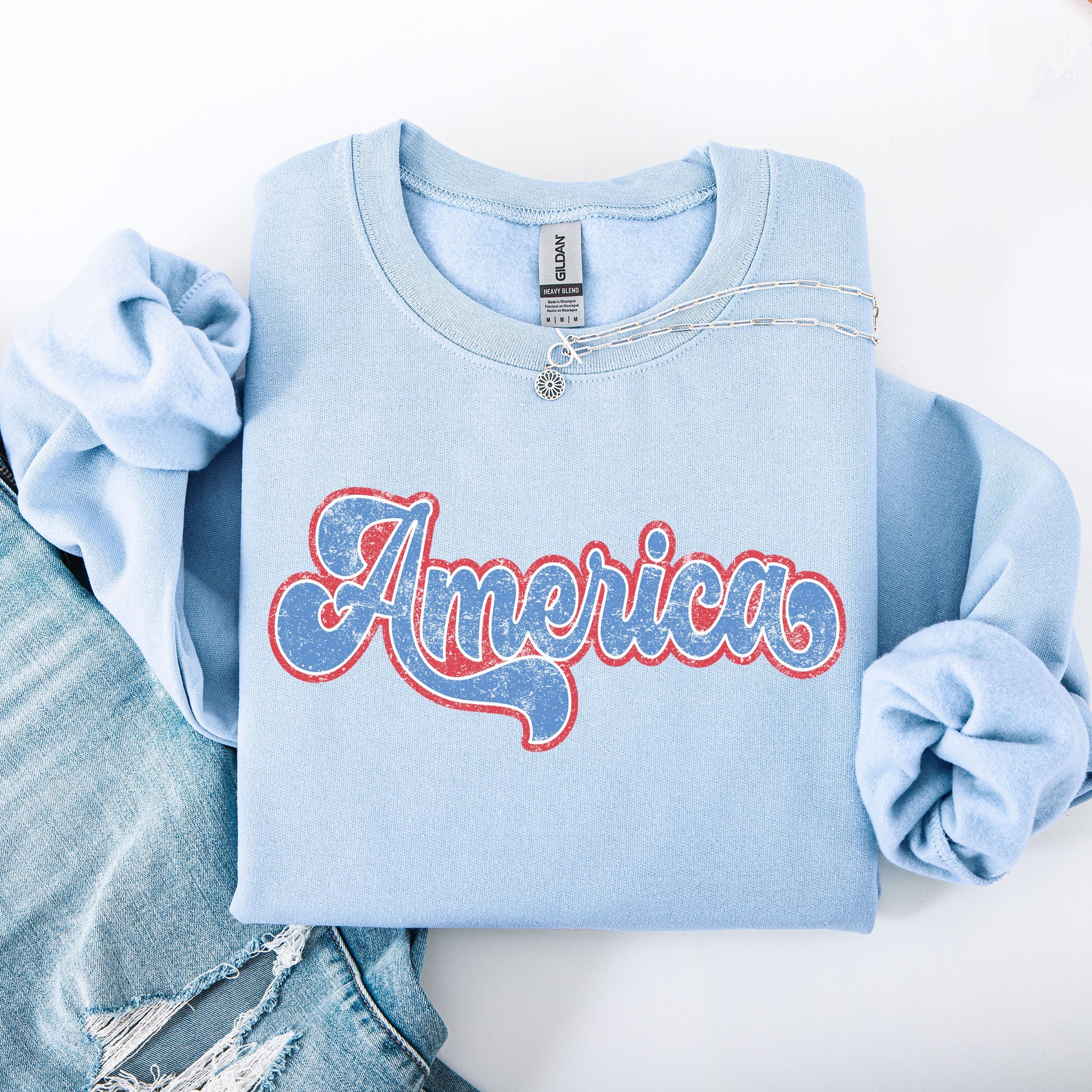 Retro America Grunge Vintage Patriotic USA 4th Of July Americana Style Sweatshirt