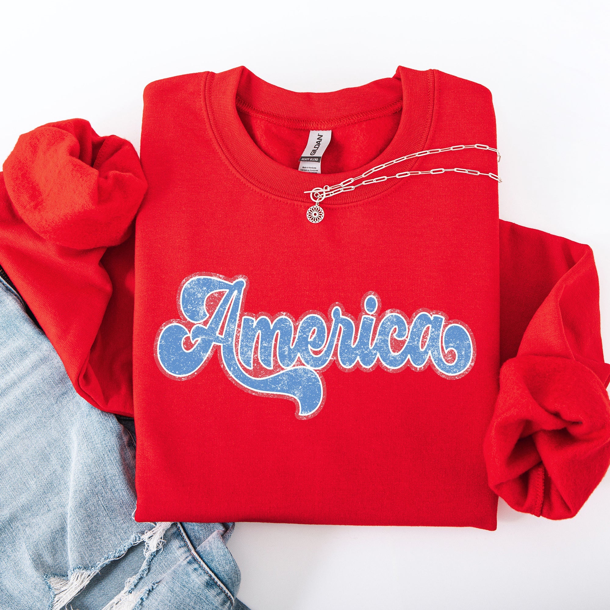 Retro America Grunge Vintage Patriotic USA 4th Of July Americana Style Sweatshirt