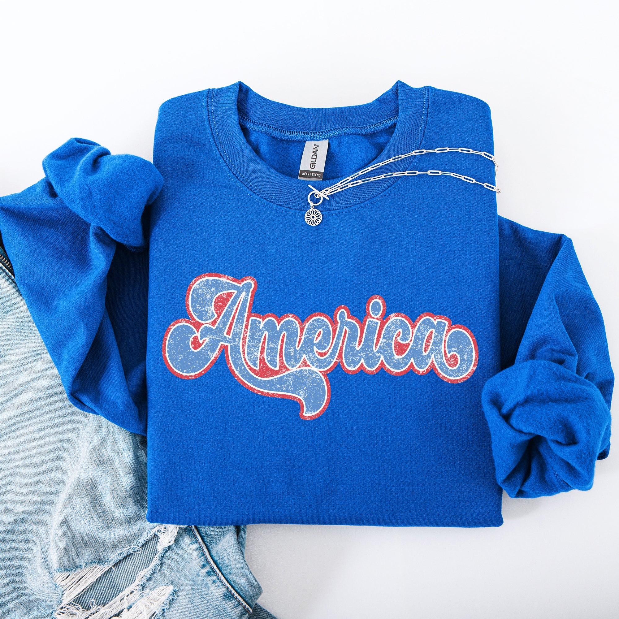 Retro America Grunge Vintage Patriotic USA 4th Of July Americana Style Sweatshirt