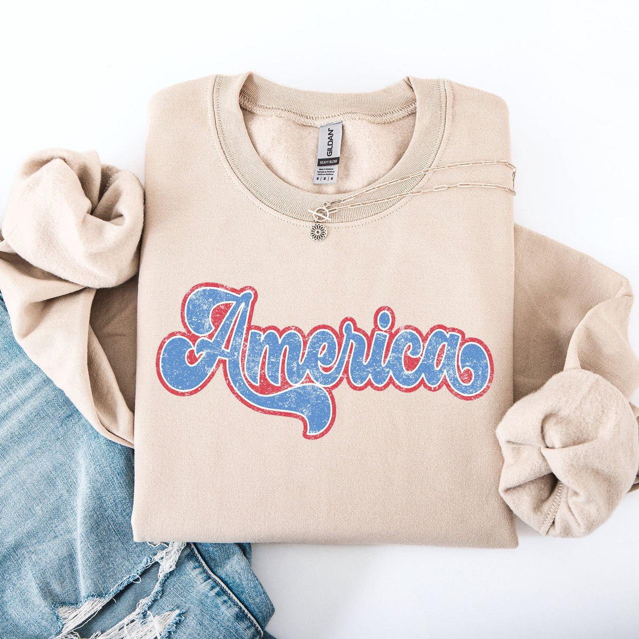 Retro America Grunge Vintage Patriotic USA 4th Of July Americana Style Sweatshirt