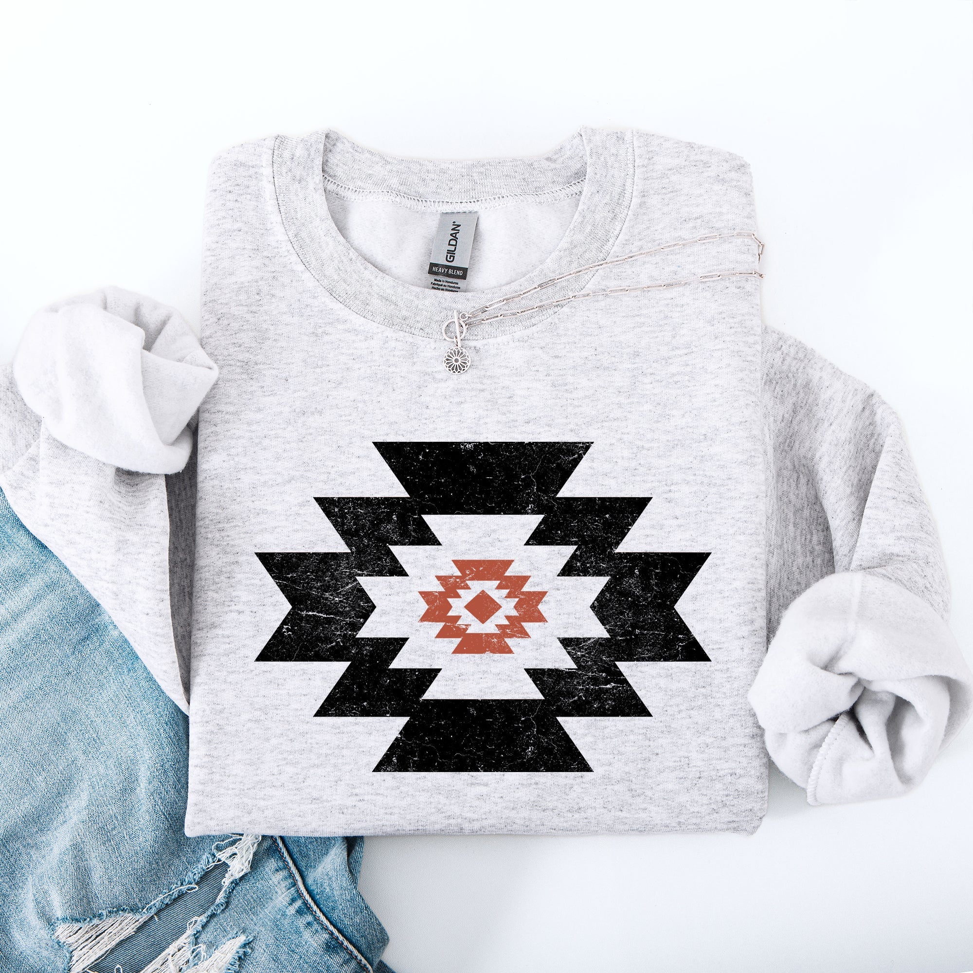 Retro Aztec Western Country Cowboy Desert Scene Inspired Outfit For Adventurous Spirits Sweatshirt
