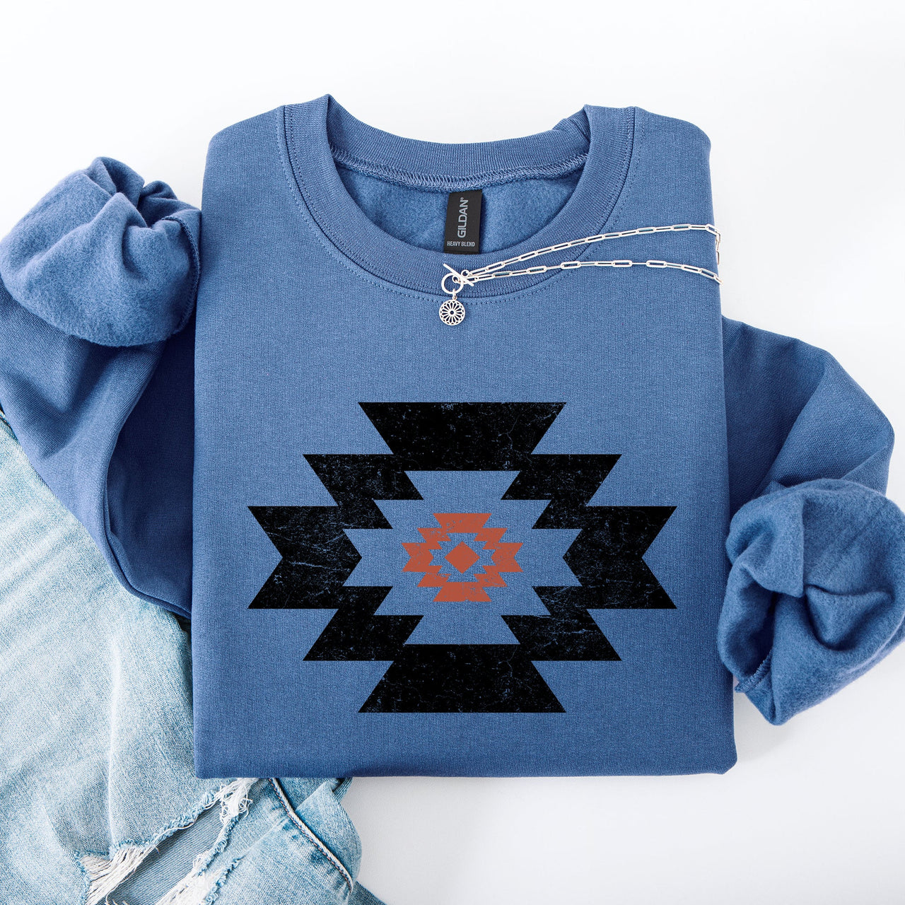 Retro Aztec Western Country Cowboy Desert Scene Inspired Outfit For Adventurous Spirits Sweatshirt