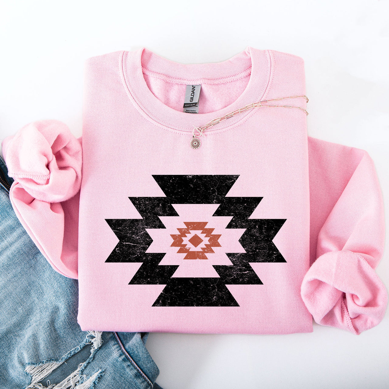 Retro Aztec Western Country Cowboy Desert Scene Inspired Outfit For Adventurous Spirits Sweatshirt