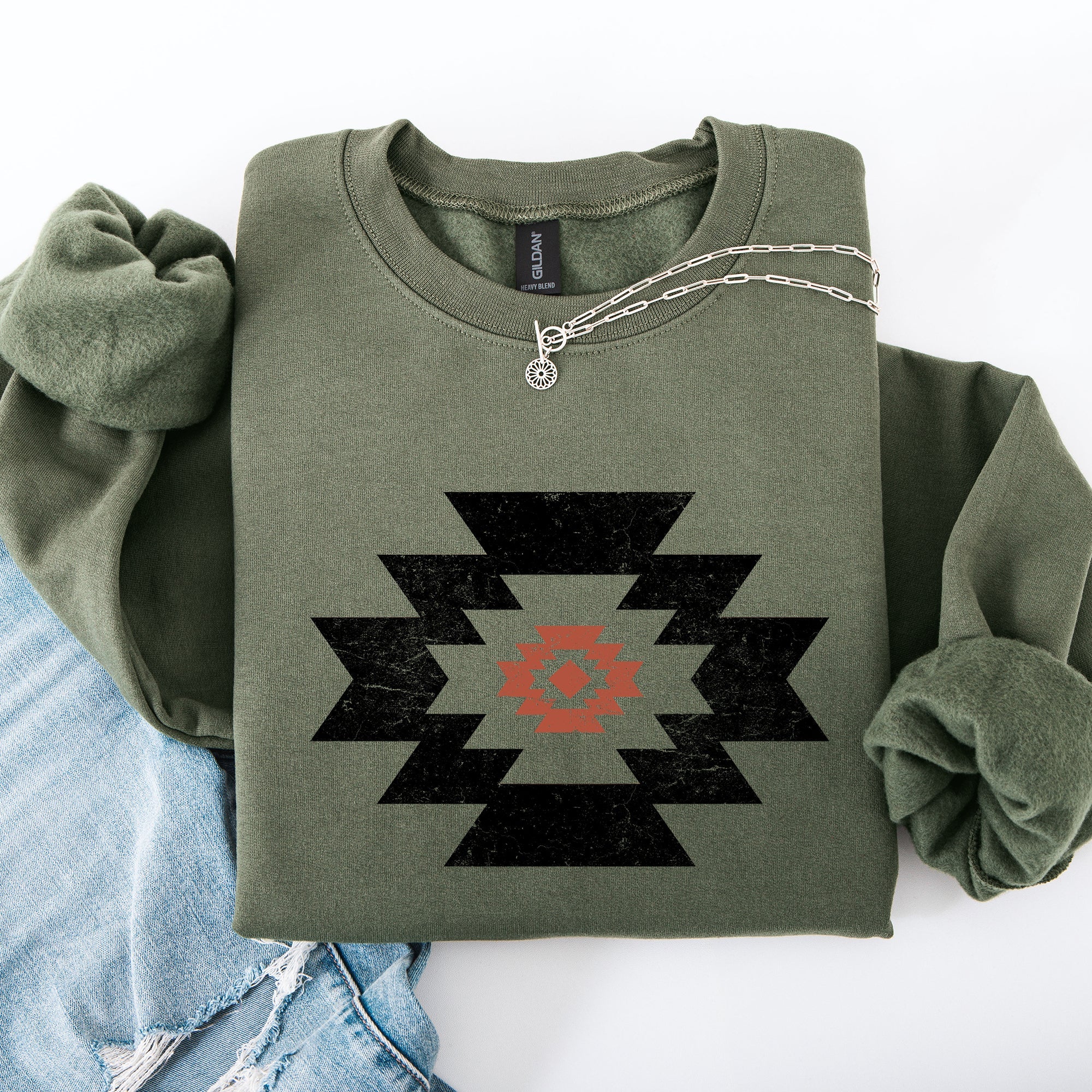 Retro Aztec Western Country Cowboy Desert Scene Inspired Outfit For Adventurous Spirits Sweatshirt