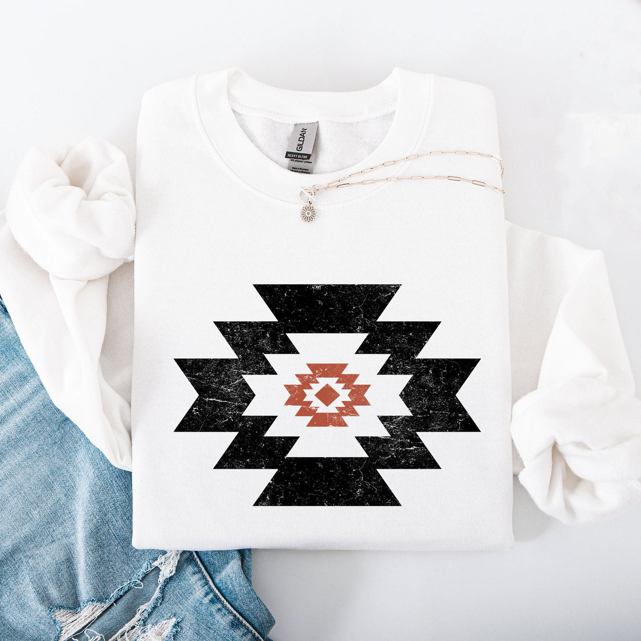 Retro Aztec Western Country Cowboy Desert Scene Inspired Outfit For Adventurous Spirits Sweatshirt
