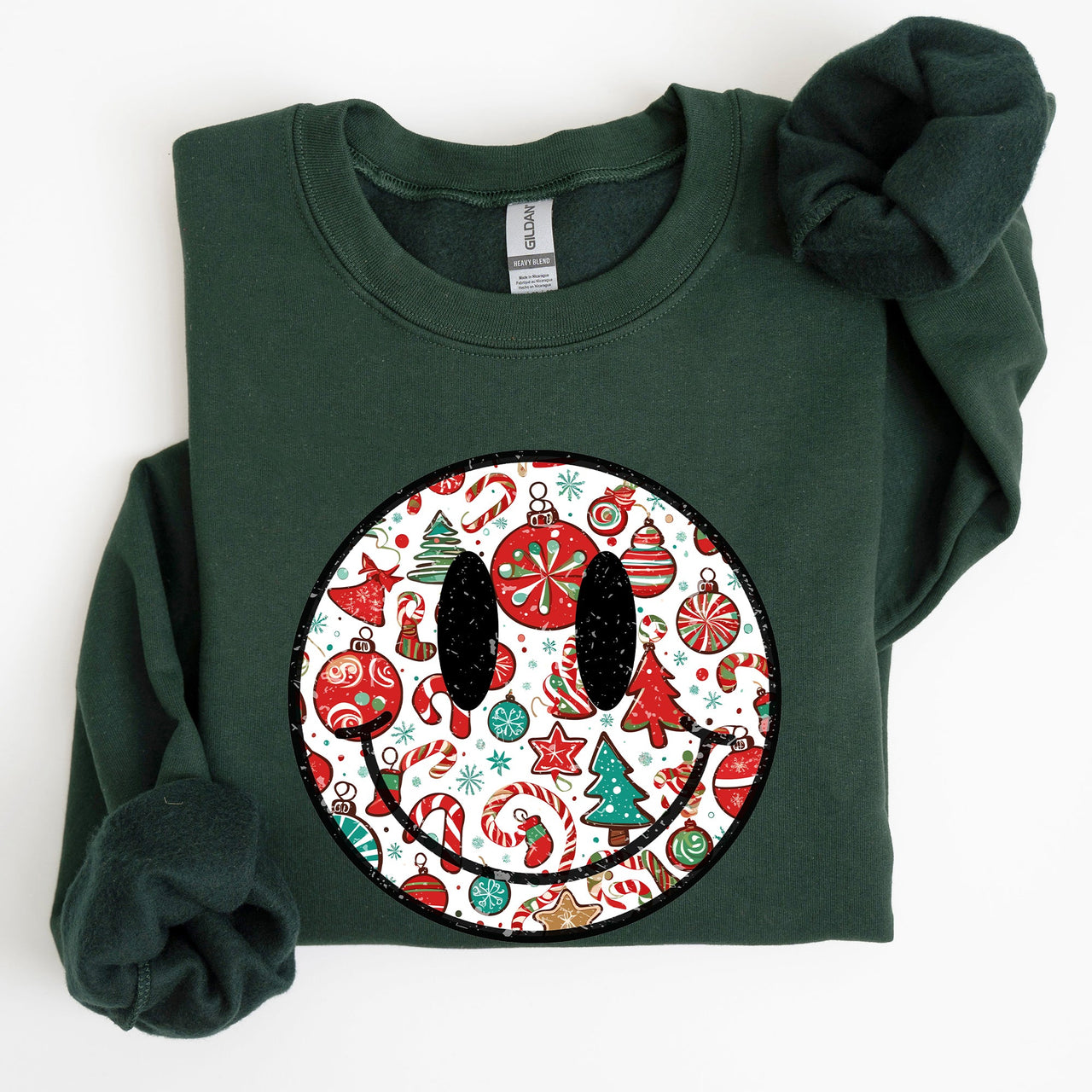 Retro Christmas Smiley Santa Xmas Winter Holiday Cheer Nostalgic Throwback Warmth Vintage Vibe Sweatshirt