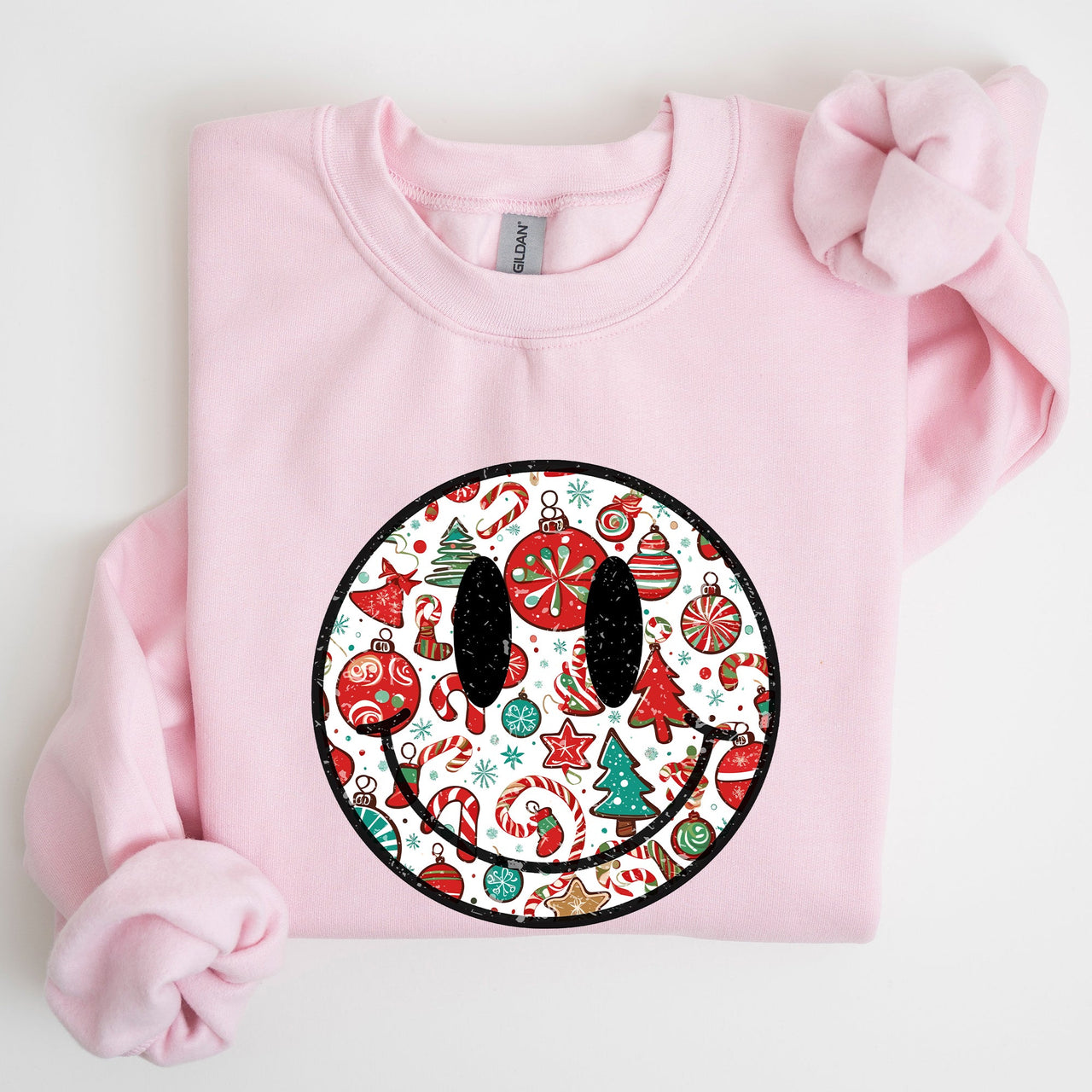 Retro Christmas Smiley Santa Xmas Winter Holiday Cheer Nostalgic Throwback Warmth Vintage Vibe Sweatshirt