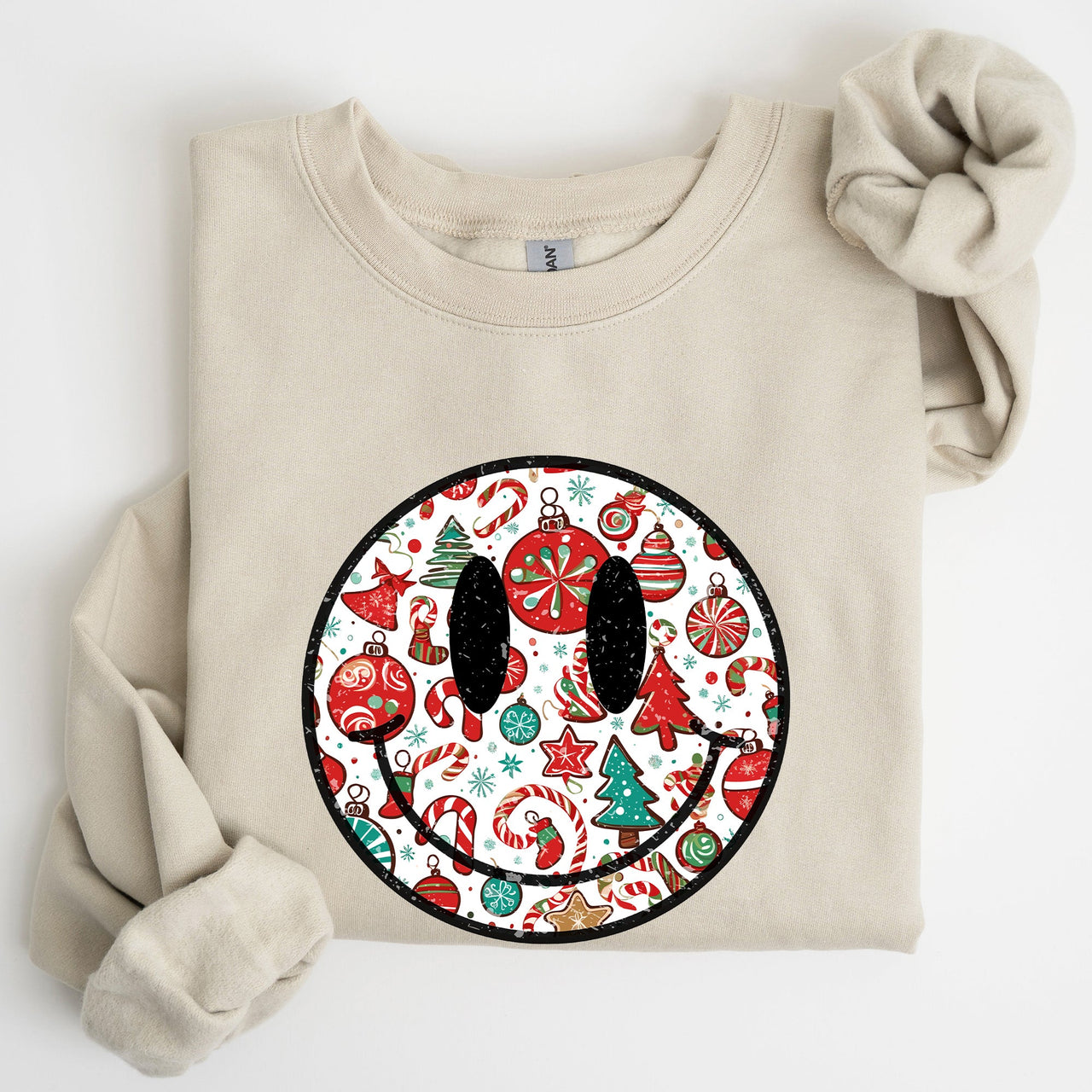 Retro Christmas Smiley Santa Xmas Winter Holiday Cheer Nostalgic Throwback Warmth Vintage Vibe Sweatshirt