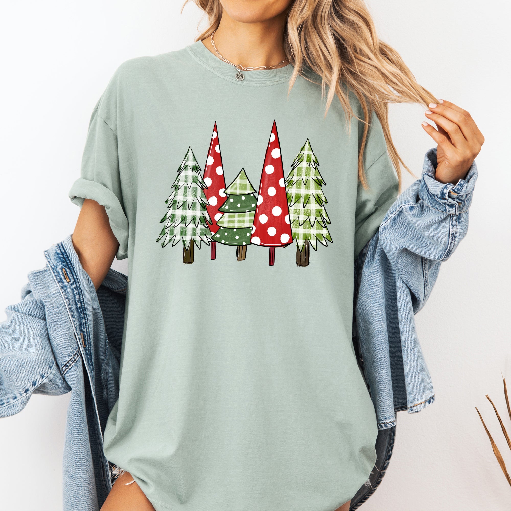 Retro Christmas Trees Winter Snow Santa Holiday Scene Throwback Classic Comfort Colors Tee