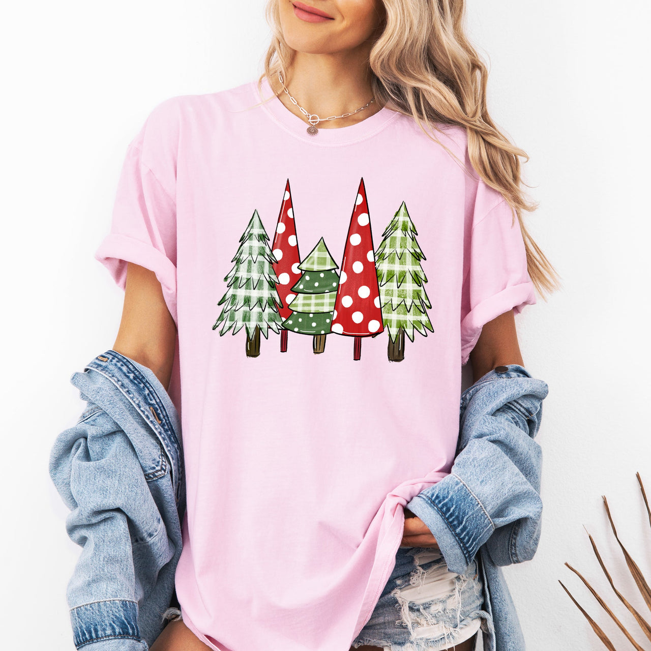 Retro Christmas Trees Winter Snow Santa Holiday Scene Throwback Classic Comfort Colors Tee