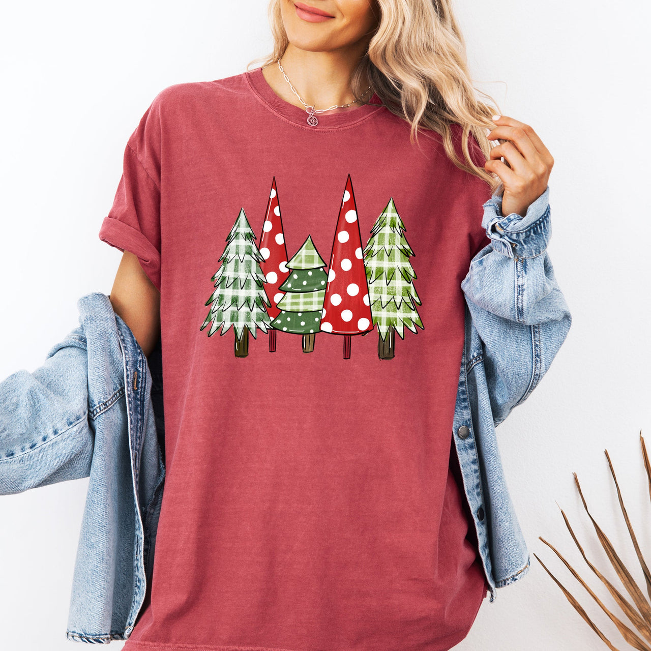 Retro Christmas Trees Winter Snow Santa Holiday Scene Throwback Classic Comfort Colors Tee