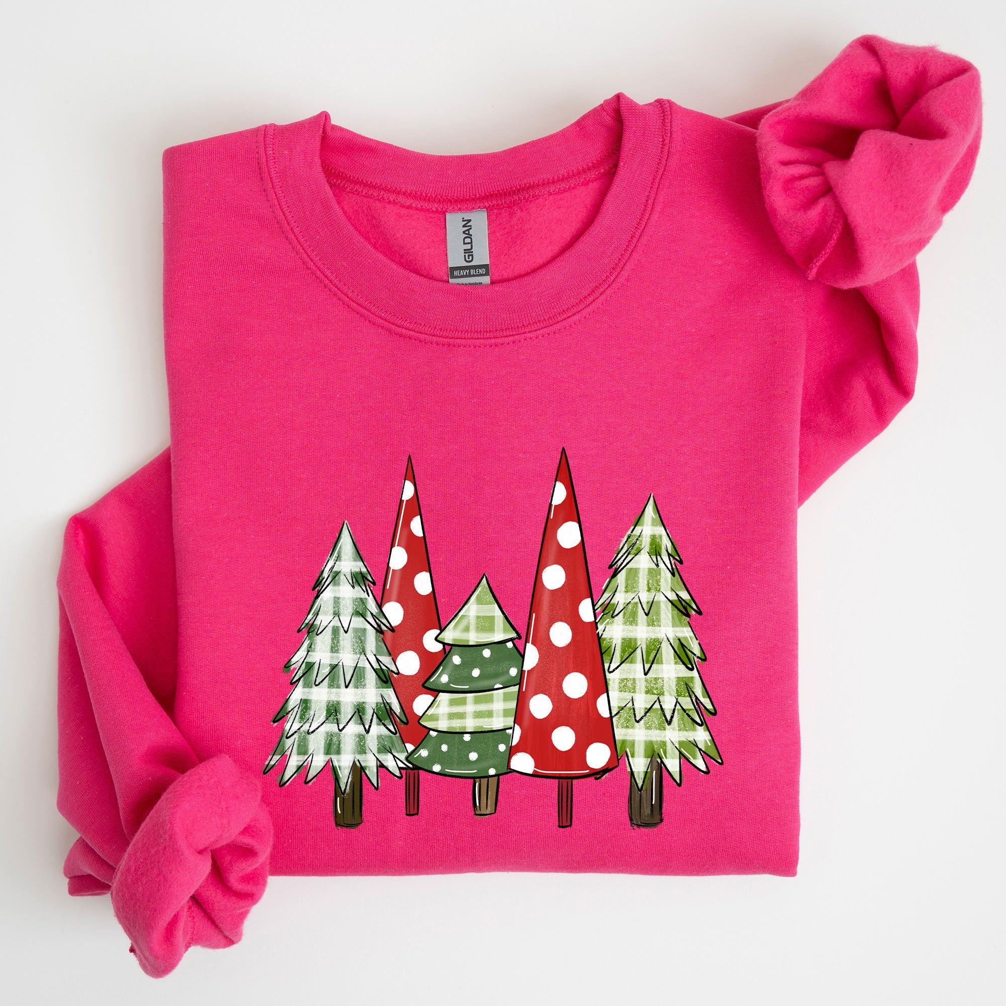 Retro Christmas Trees Winter Snow Santa Vintage Holiday Scenic Print Cozy Sweatshirt