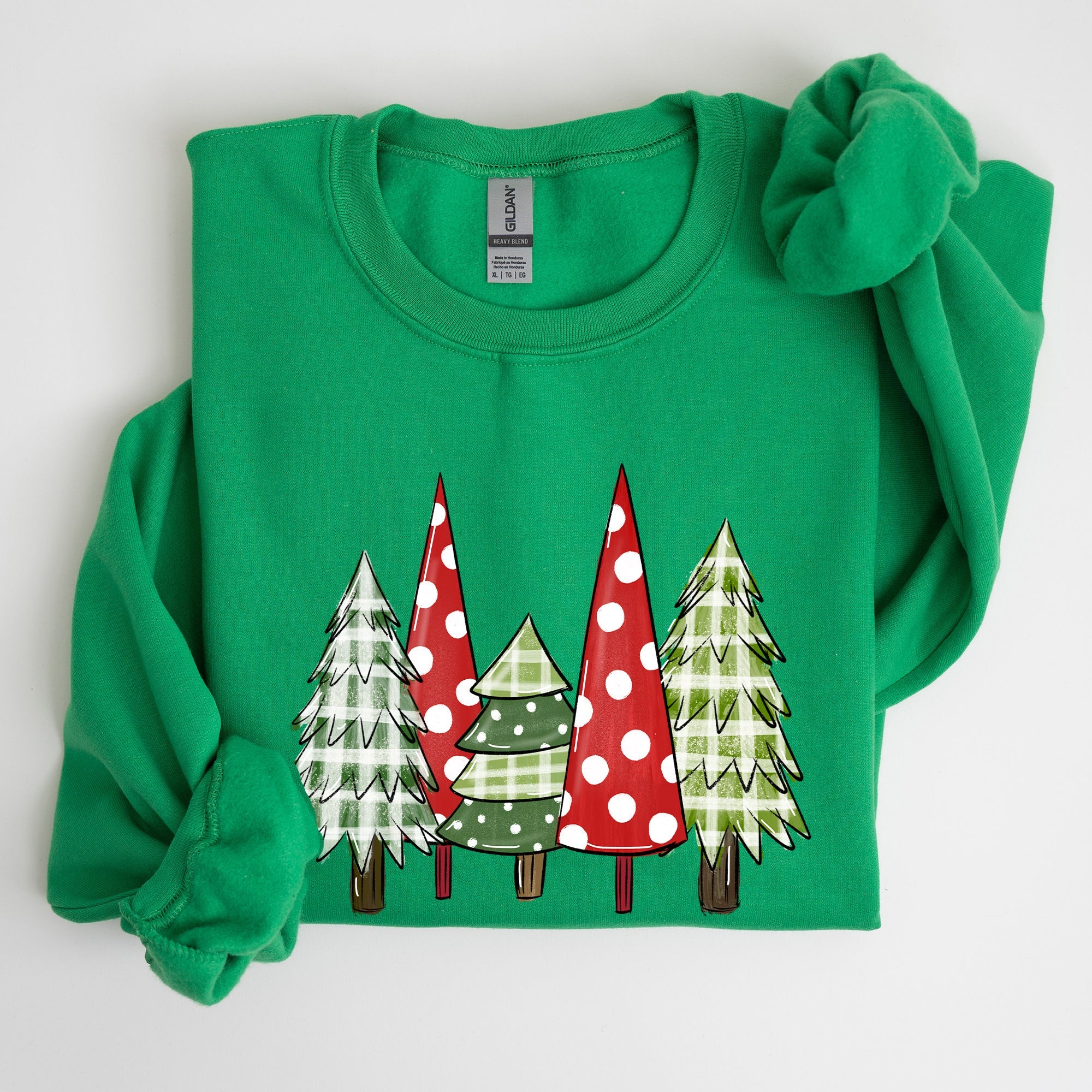 Retro Christmas Trees Winter Snow Santa Vintage Holiday Scenic Print Cozy Sweatshirt