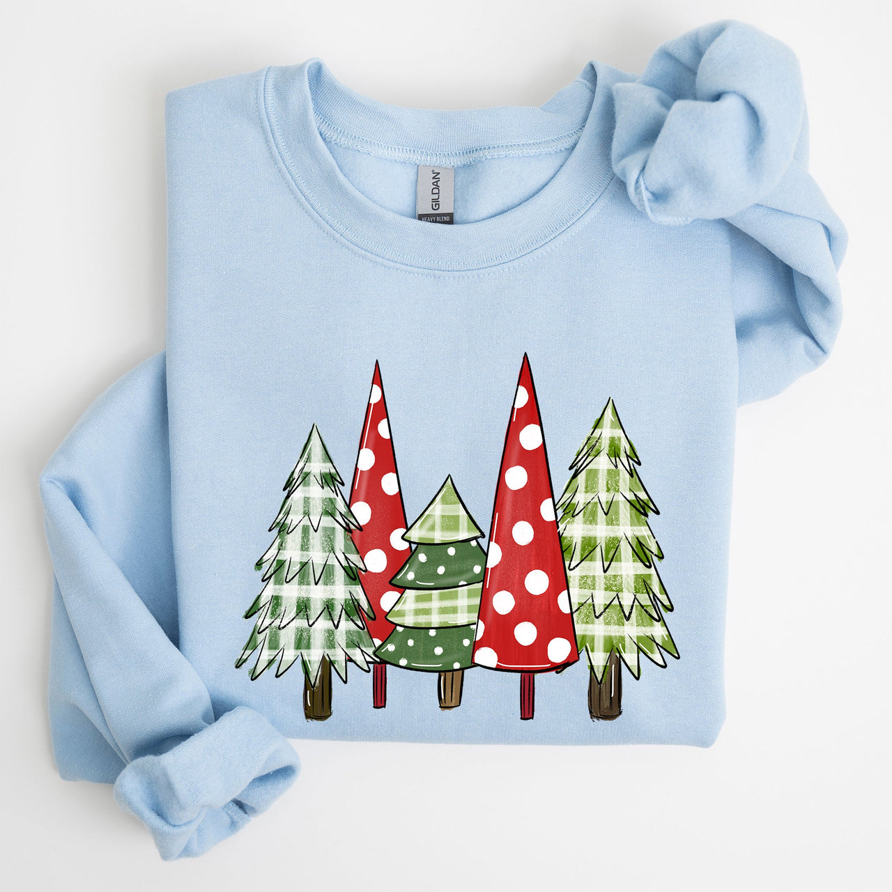 Retro Christmas Trees Winter Snow Santa Vintage Holiday Scenic Print Cozy Sweatshirt