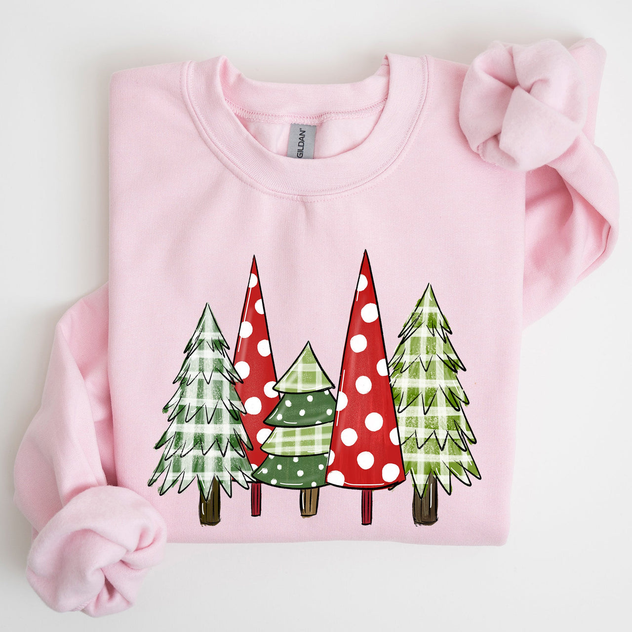 Retro Christmas Trees Winter Snow Santa Vintage Holiday Scenic Print Cozy Sweatshirt