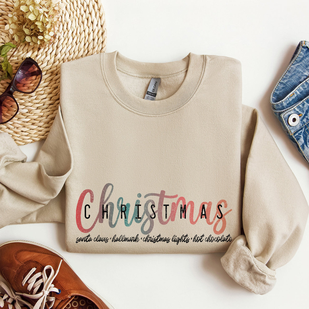 Retro Christmas Hallmark Best Things Seasonal Cozy Vintage Style Holiday Print Sweatshirt