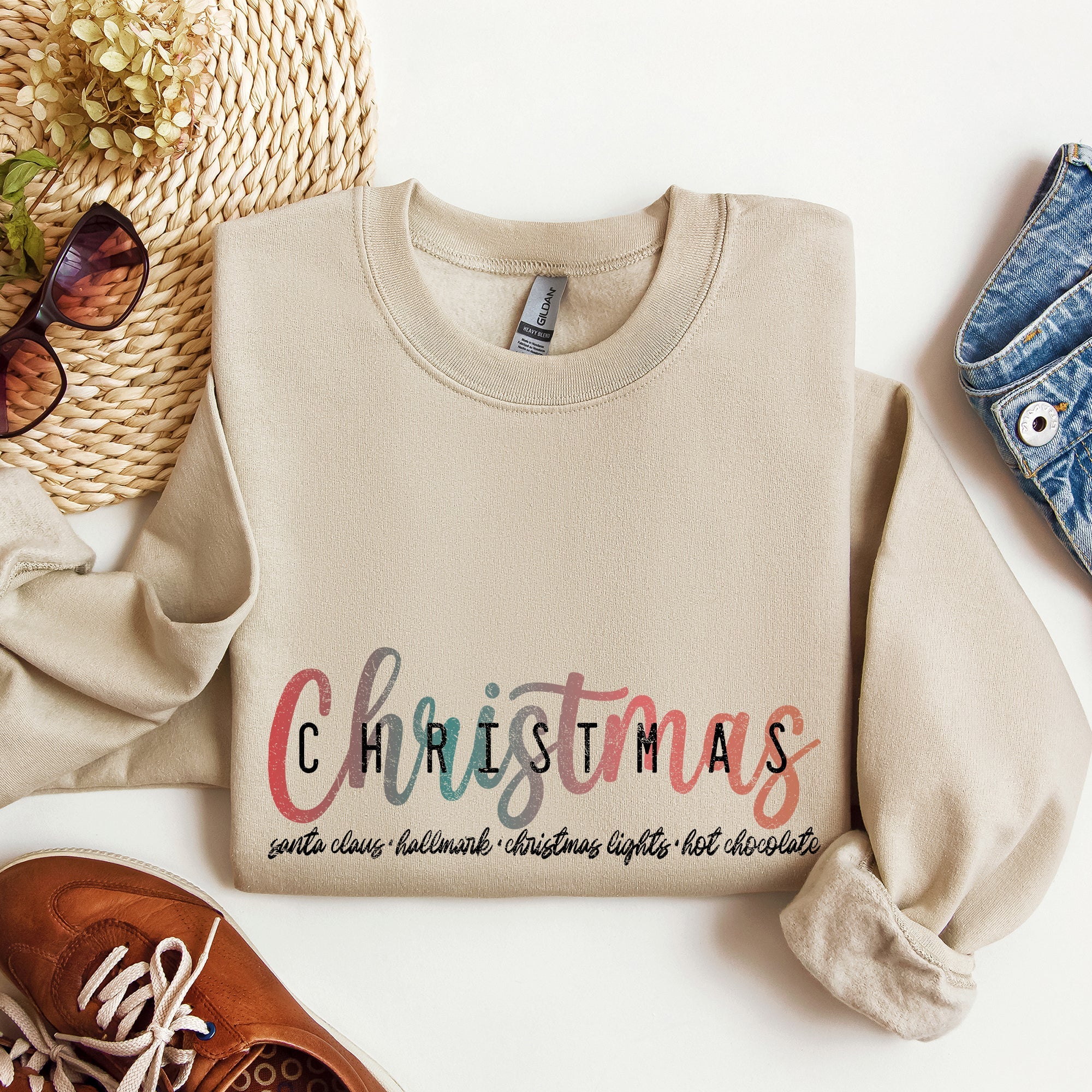 Retro Christmas Hallmark Best Things Seasonal Cozy Vintage Style Holiday Print Sweatshirt