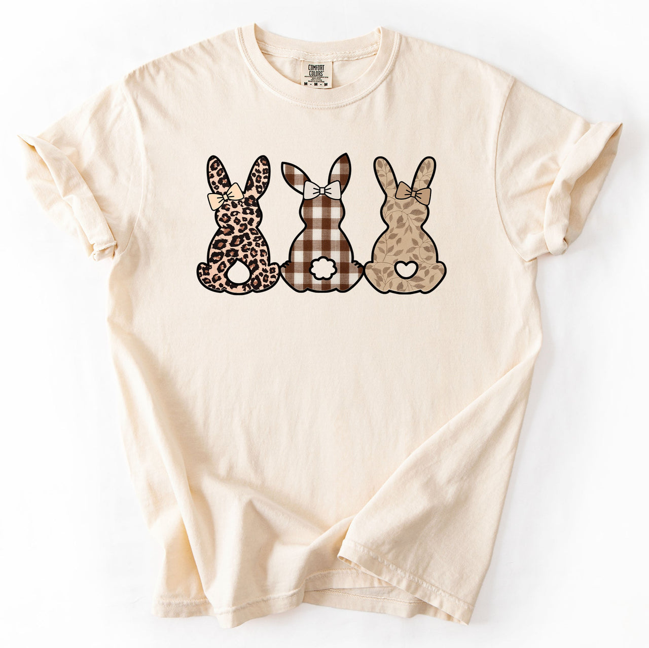 Retro Easter Bunnies Leopard Pattern Bunny Illustration Collection For Festive Style Comfort Colors Tee