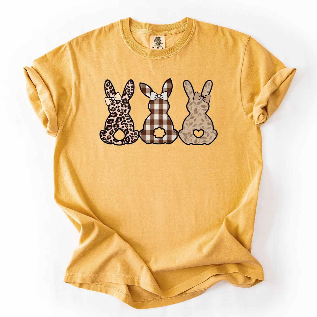 Retro Easter Bunnies Leopard Pattern Bunny Illustration Collection For Festive Style Comfort Colors Tee