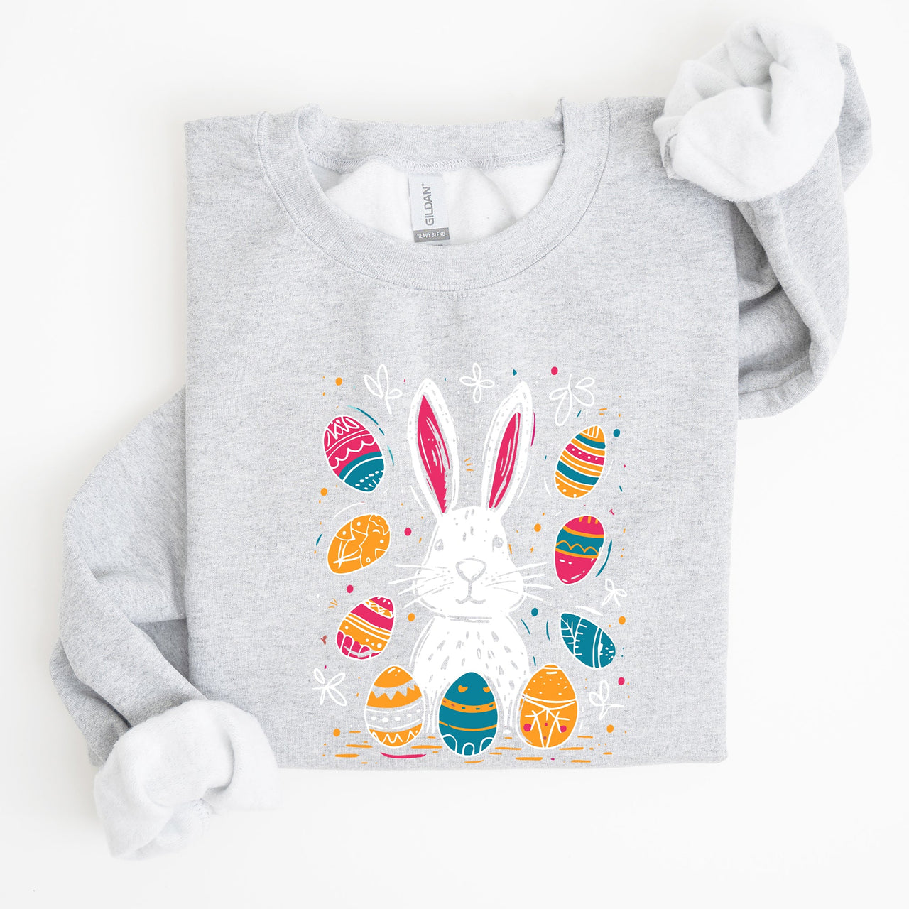 Retro Easter Bunny And Eggs Graphic With Nostalgic Pastel Palette And Whimsical Spring Vibes Sweatshirt