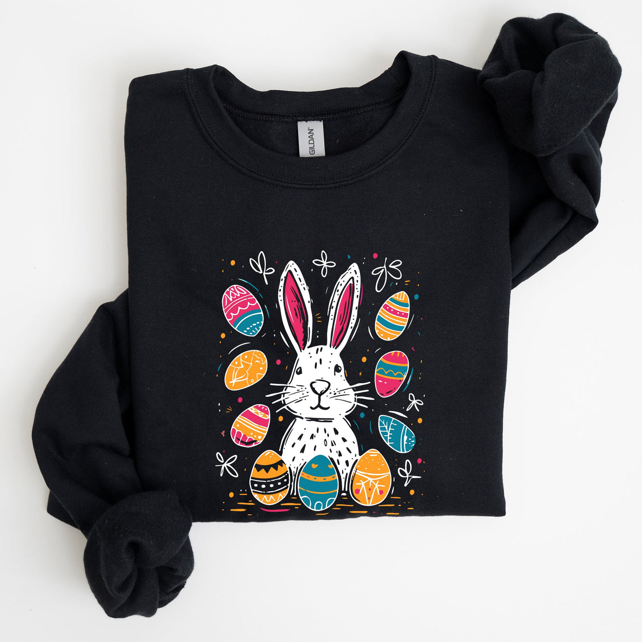 Retro Easter Bunny And Eggs Graphic With Nostalgic Pastel Palette And Whimsical Spring Vibes Sweatshirt