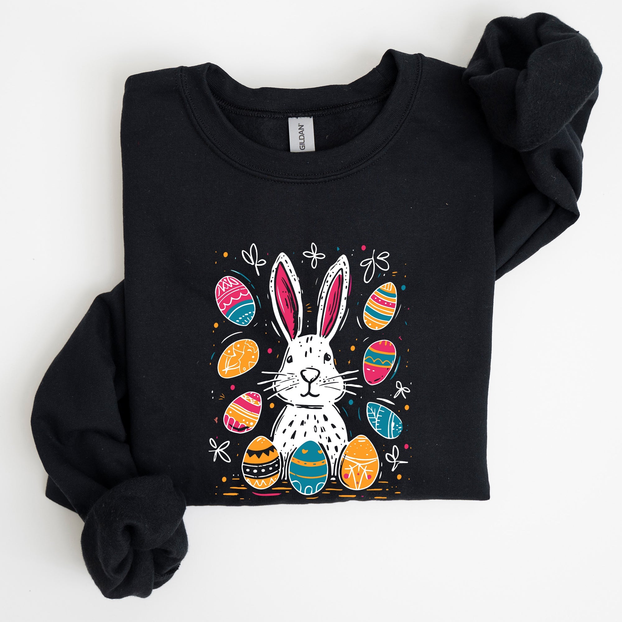 Retro Easter Bunny And Eggs Graphic With Nostalgic Pastel Palette And Whimsical Spring Vibes Sweatshirt