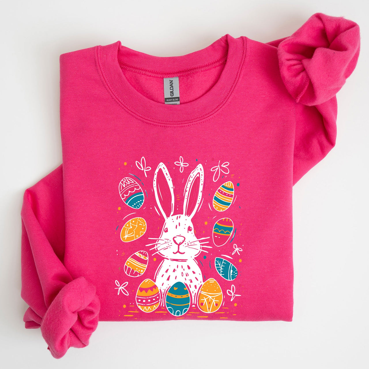 Retro Easter Bunny And Eggs Graphic With Nostalgic Pastel Palette And Whimsical Spring Vibes Sweatshirt