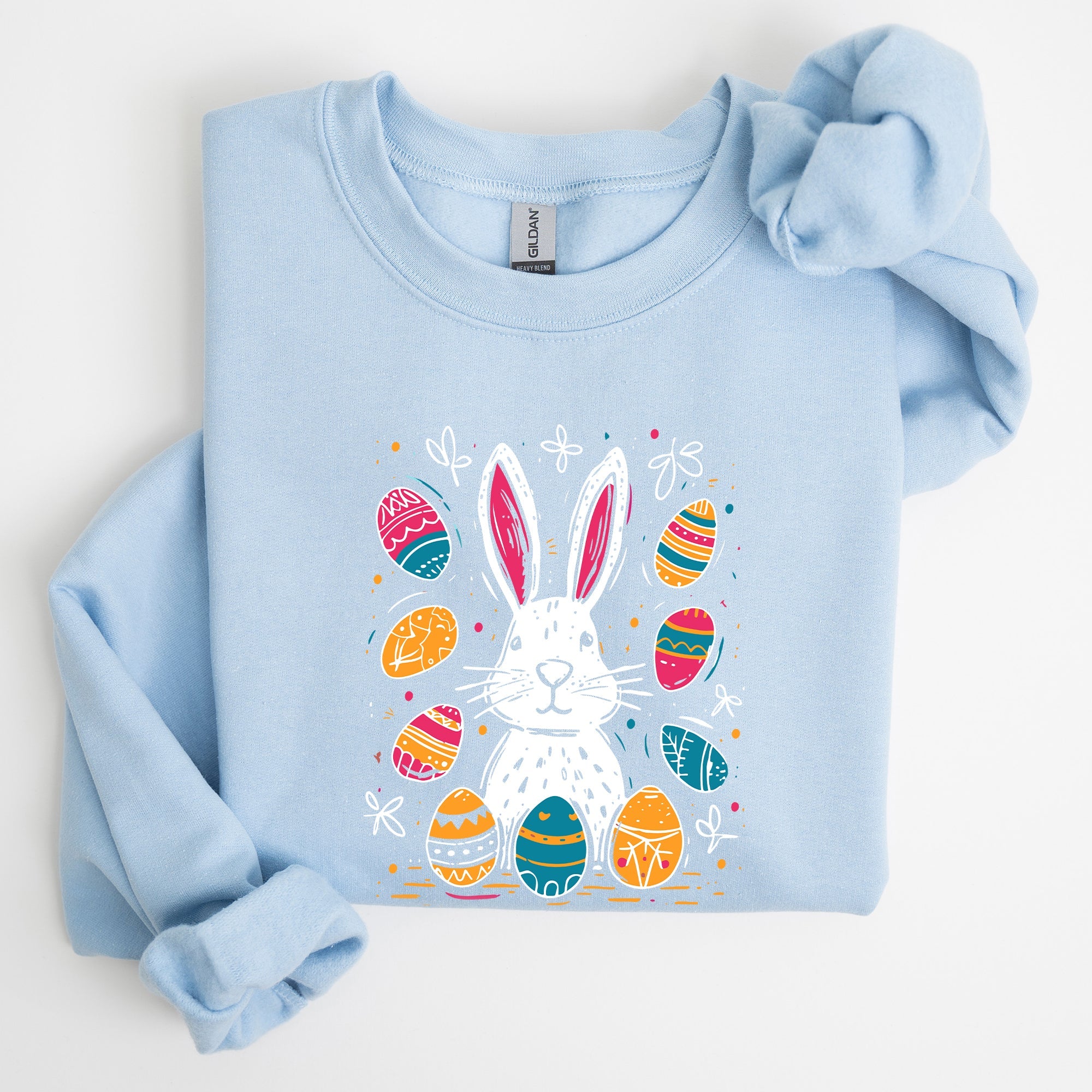 Retro Easter Bunny And Eggs Graphic With Nostalgic Pastel Palette And Whimsical Spring Vibes Sweatshirt