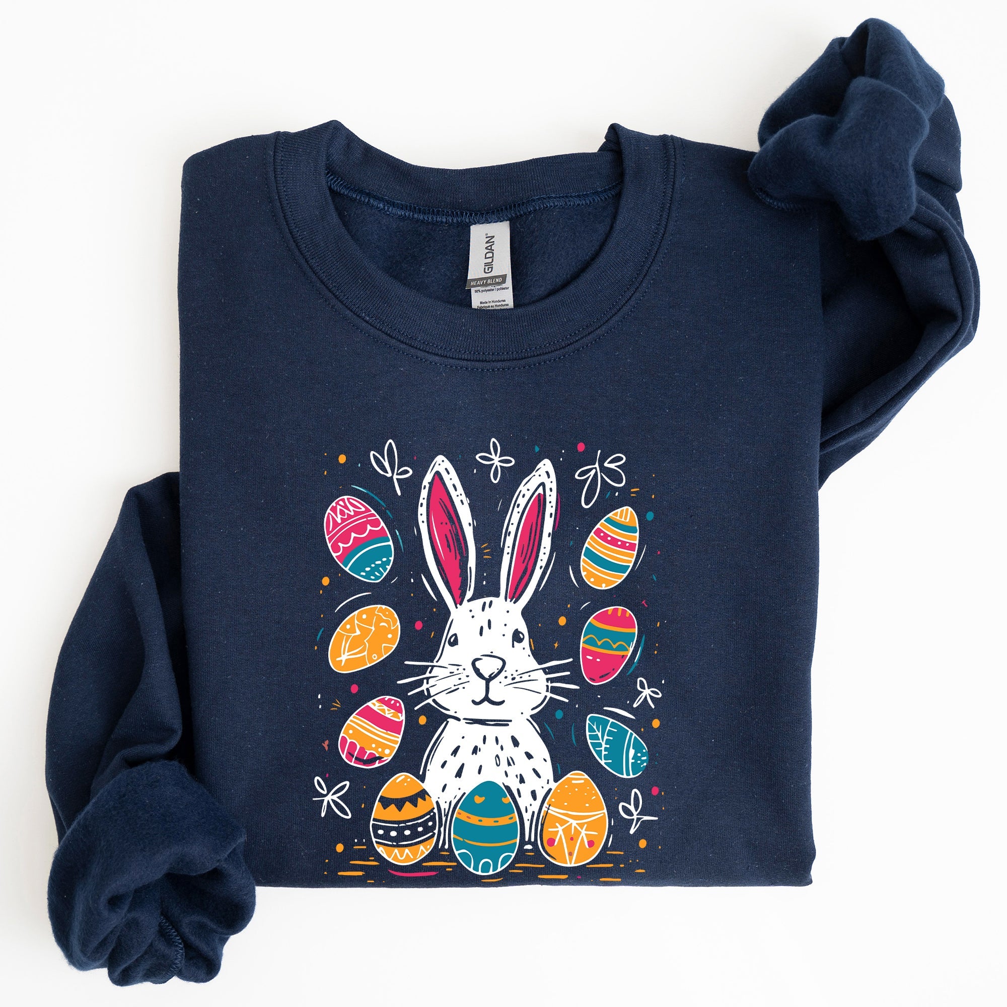 Retro Easter Bunny And Eggs Graphic With Nostalgic Pastel Palette And Whimsical Spring Vibes Sweatshirt