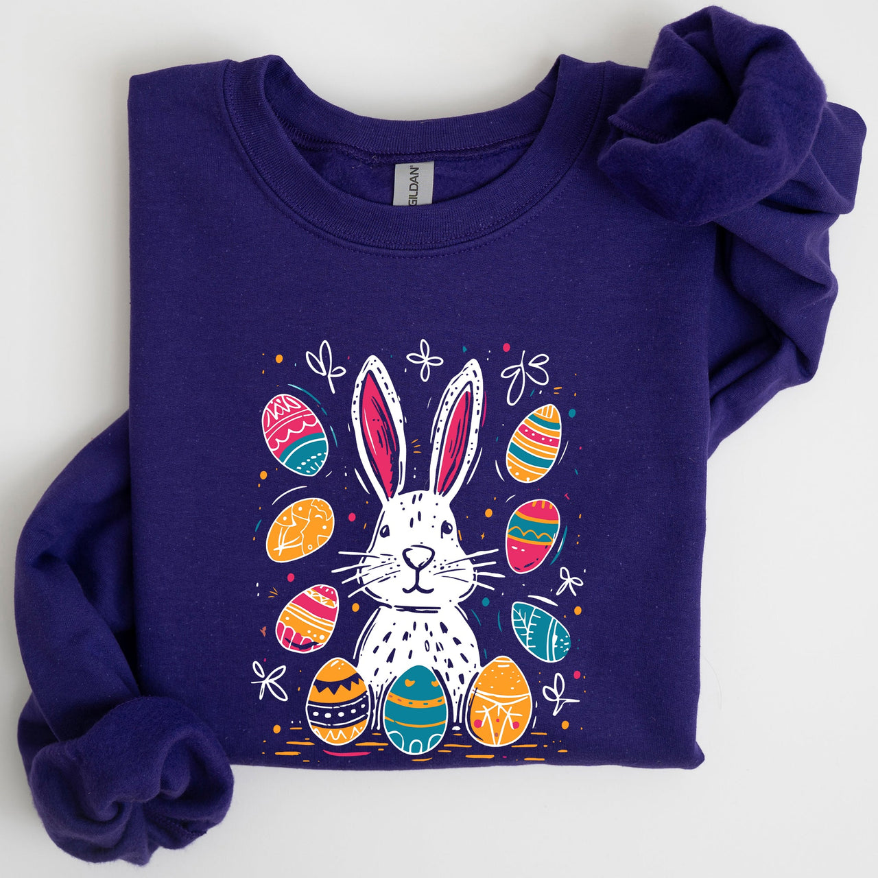 Retro Easter Bunny And Eggs Graphic With Nostalgic Pastel Palette And Whimsical Spring Vibes Sweatshirt