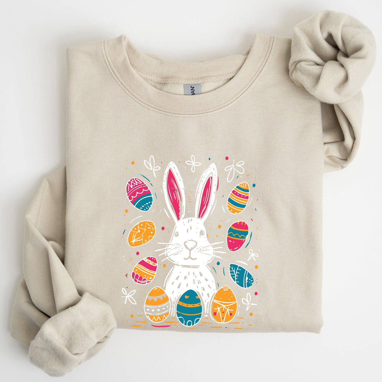 Retro Easter Bunny And Eggs Graphic With Nostalgic Pastel Palette And Whimsical Spring Vibes Sweatshirt