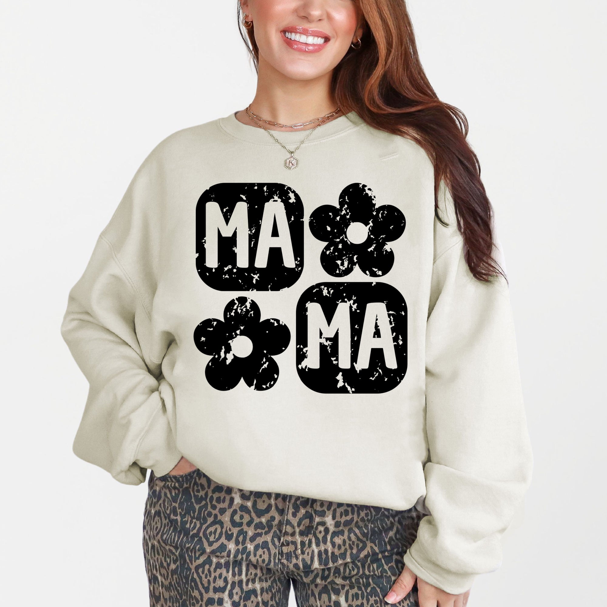 Retro Floral Mama Vintage Mother's Day Charming Floral Pattern Celebration Sweatshirt