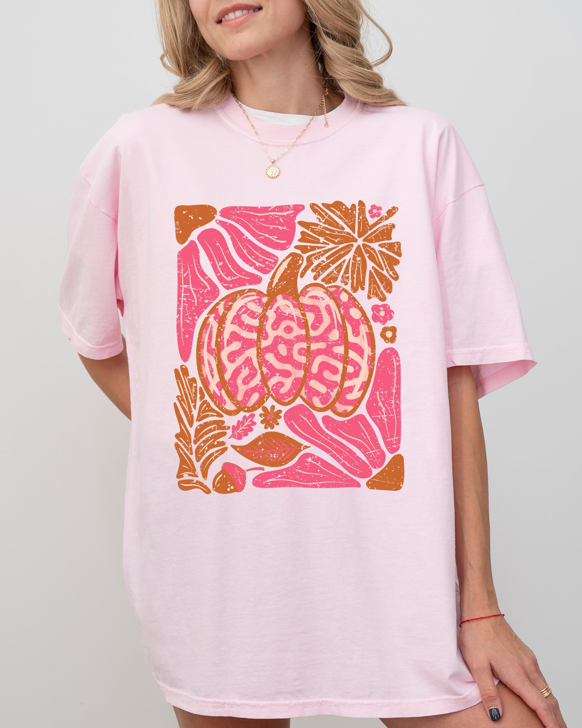 Retro Floral Pumpkin Jack-O-Lantern Harvest Fall Seasonal Design Print Comfort Colors Tee