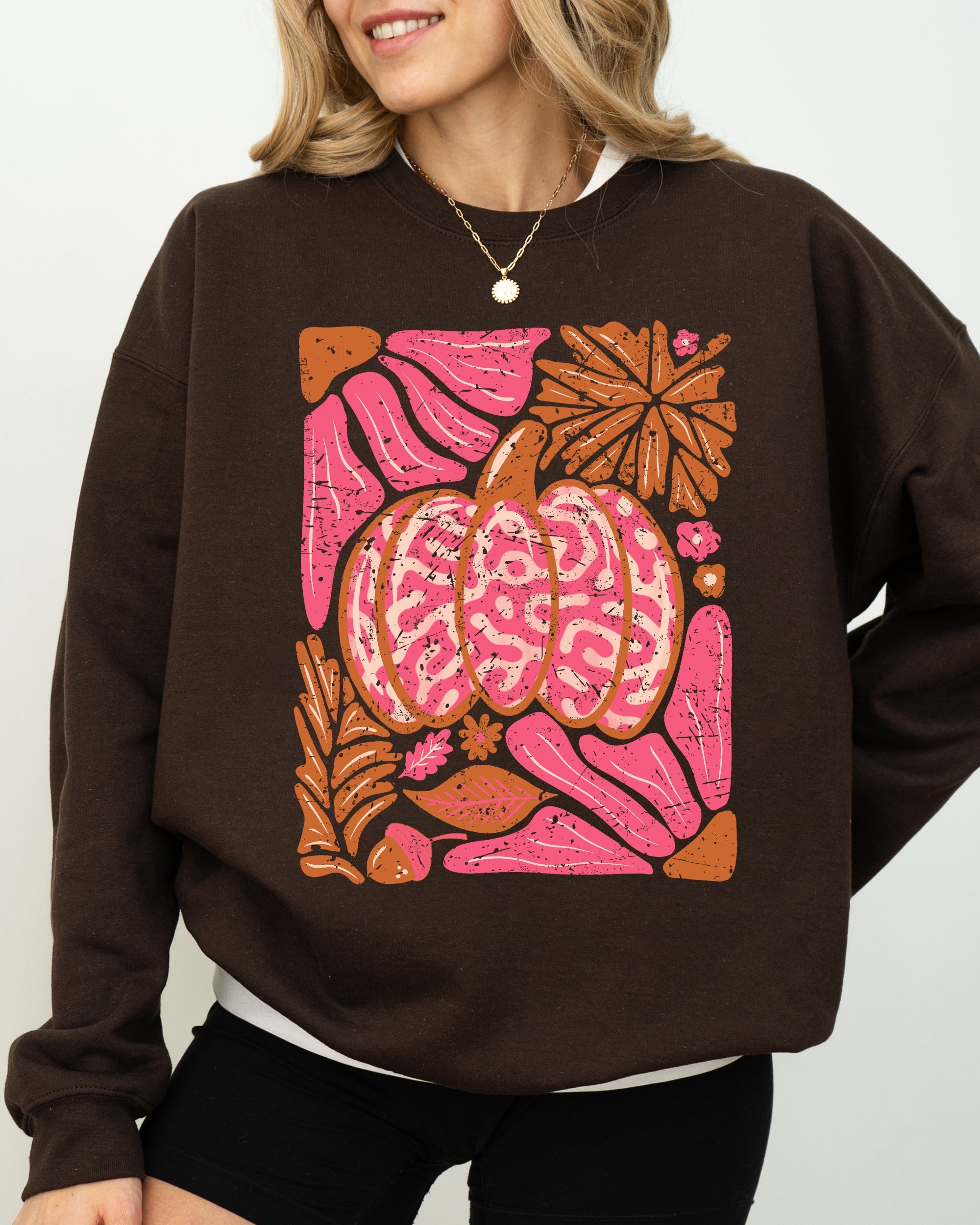 Retro Floral Pumpkin Halloween Jack-O-Lantern Fall Autumn Seasonal Cozy Sweatshirt