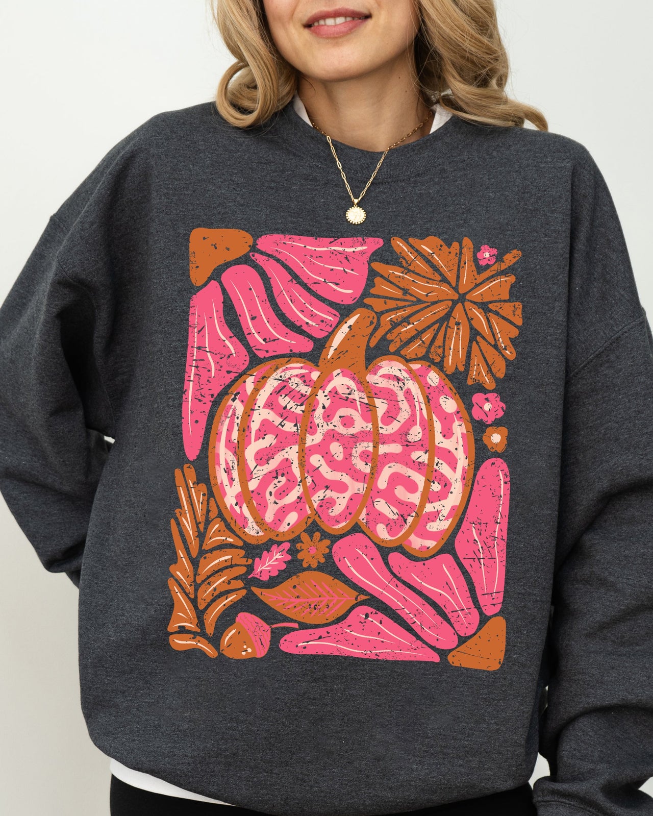 Retro Floral Pumpkin Halloween Jack-O-Lantern Fall Autumn Seasonal Cozy Sweatshirt