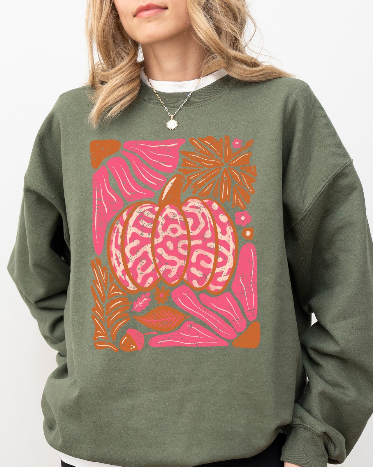 Retro Floral Pumpkin Halloween Jack-O-Lantern Fall Autumn Seasonal Cozy Sweatshirt