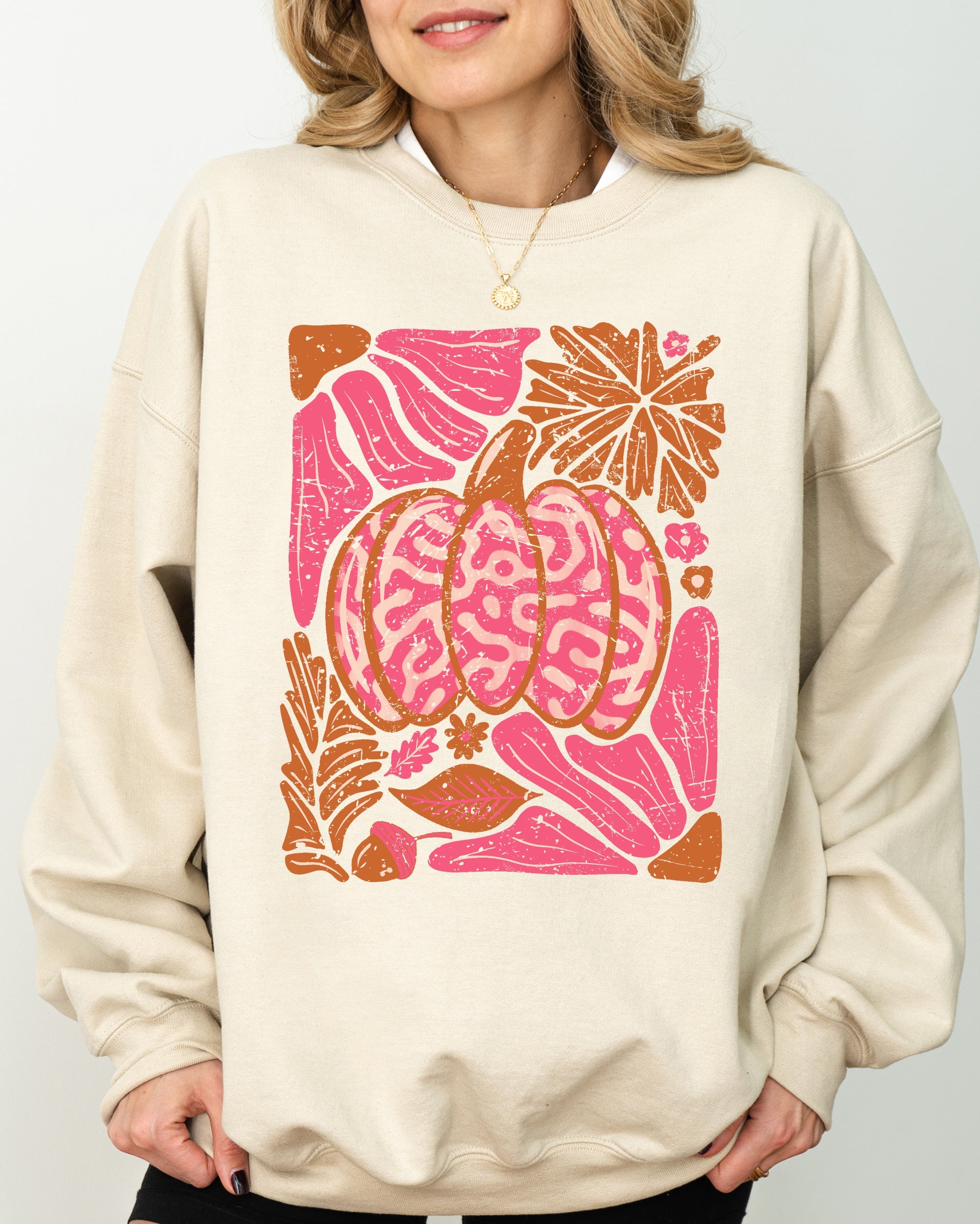 Retro Floral Pumpkin Halloween Jack-O-Lantern Fall Autumn Seasonal Cozy Sweatshirt