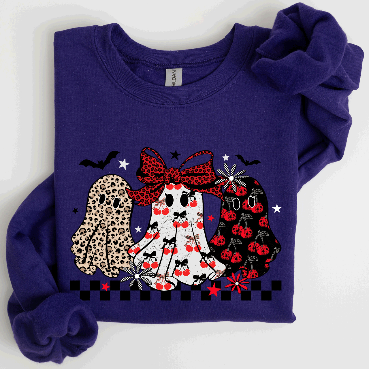 Retro Halloween Ghosts Checkered Pattern Vintage Haunted Collectible Edition Sweatshirt