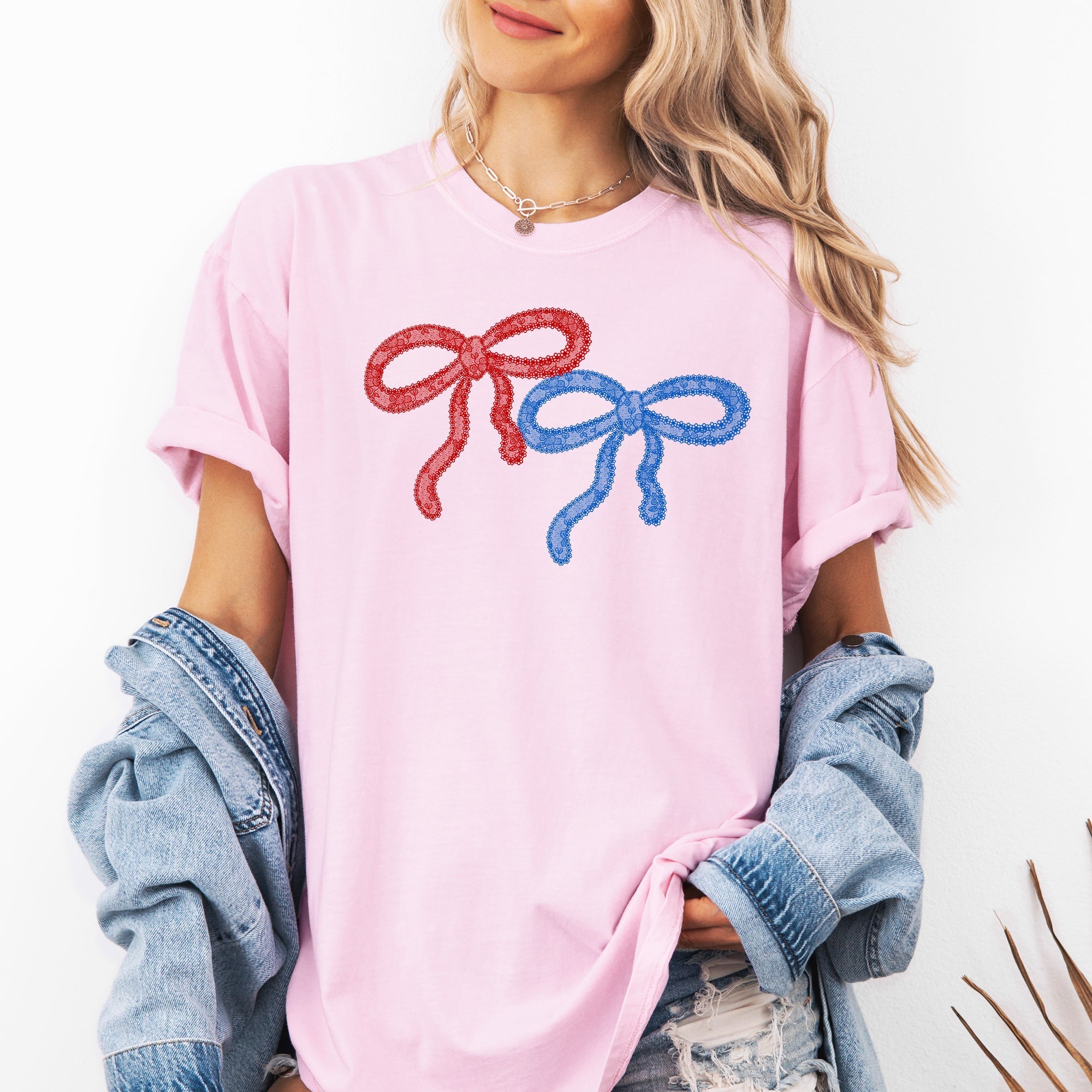 Retro Lace Patriotic 4th Of July Americana Flag Patch Design Collection Comfort Colors Tee