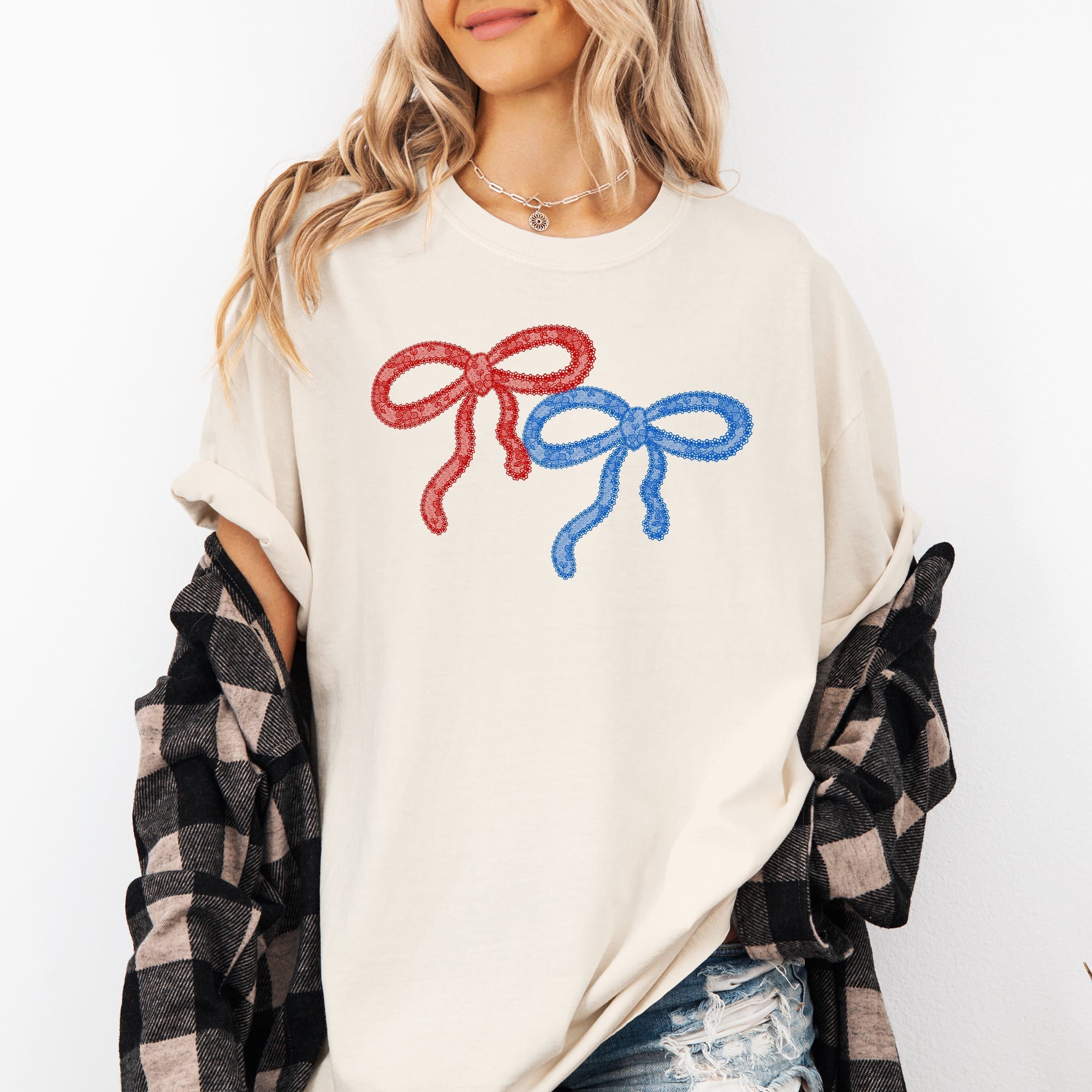 Retro Lace Patriotic 4th Of July Americana Flag Patch Design Collection Comfort Colors Tee