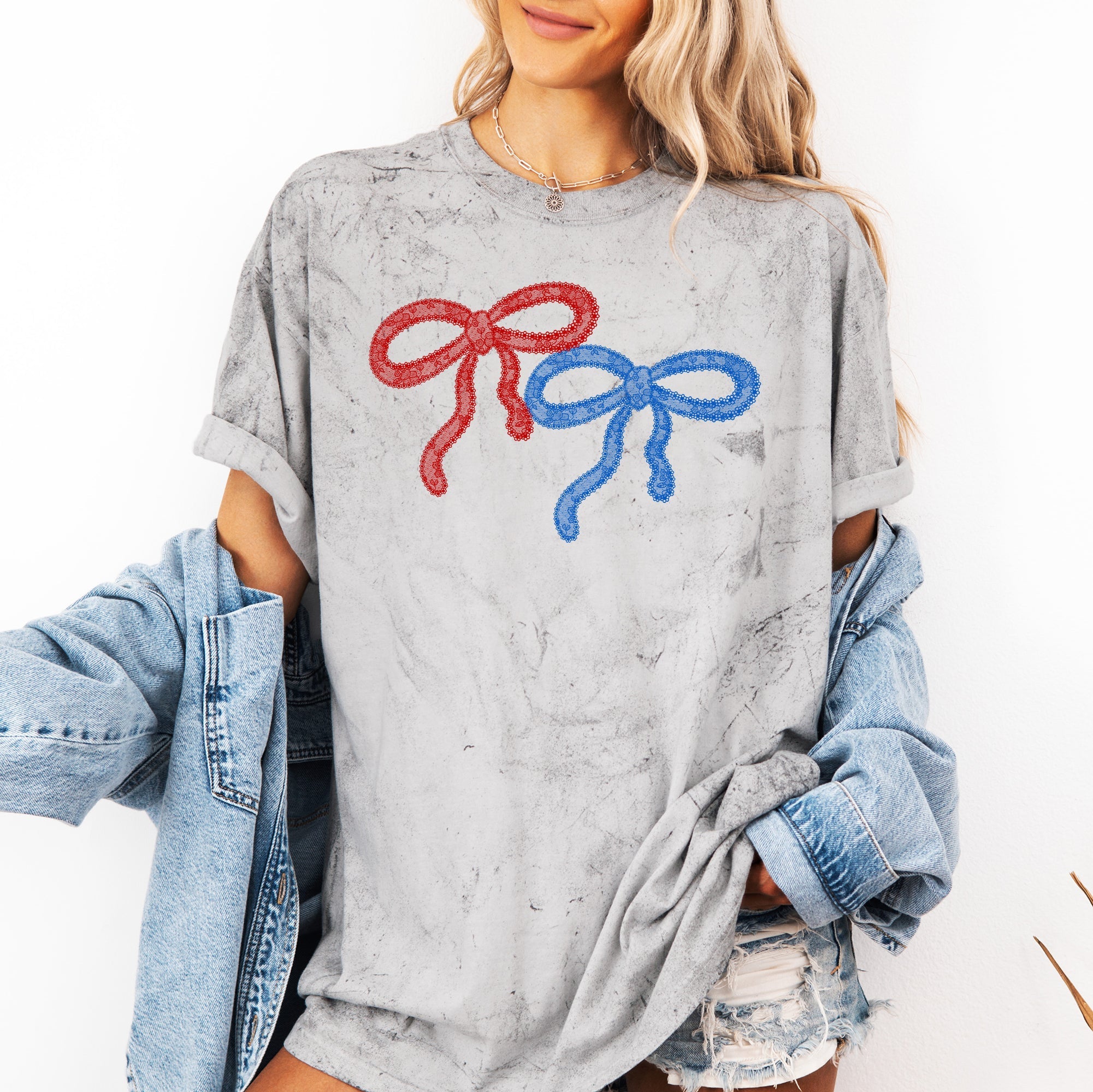 Retro Lace Color Blast Patriotic American Flag Fourth Of July Celebration Comfort Colors Tee