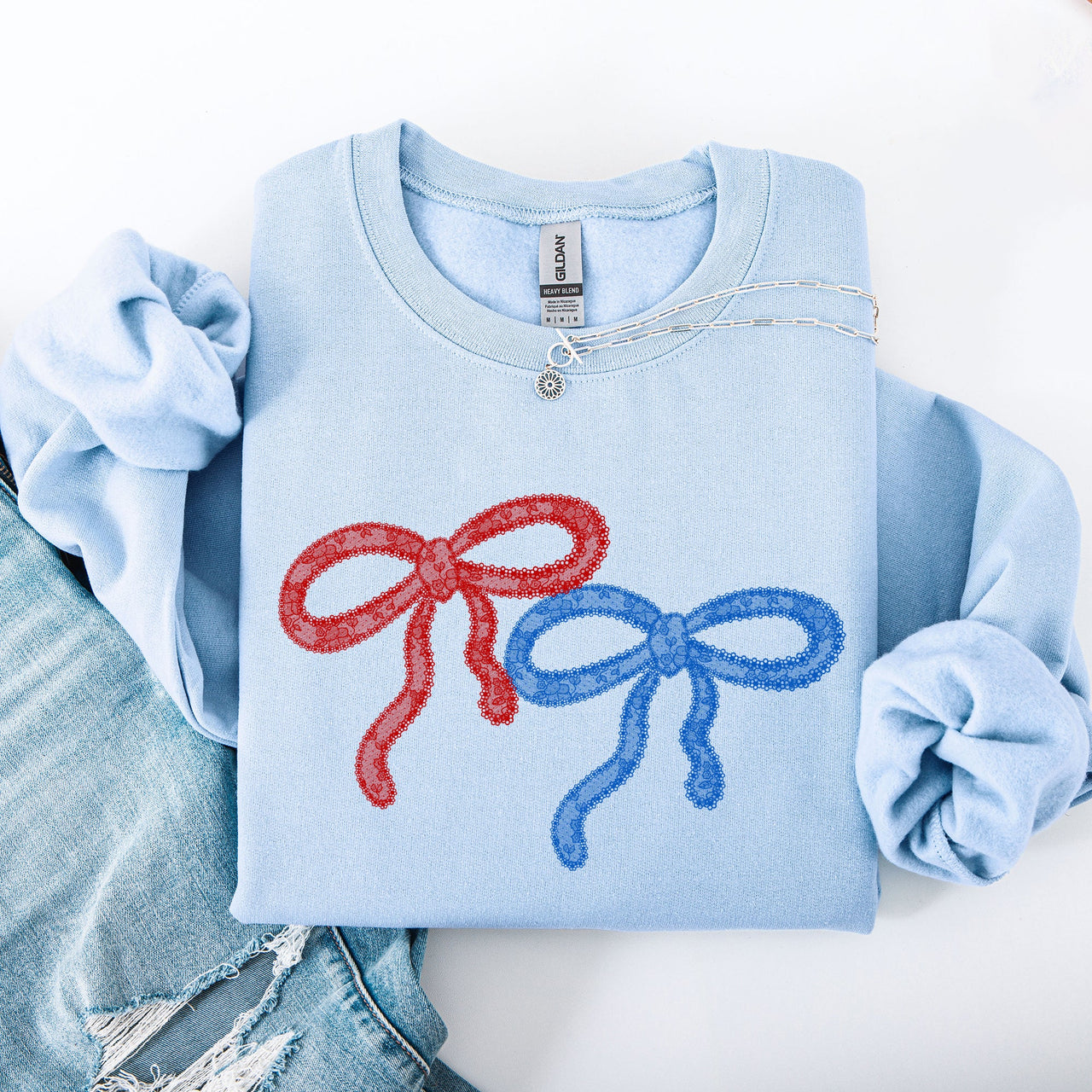 Retro Lace Patriotic America 4th Of July Vintage Print Graphic Premium Sweatshirt
